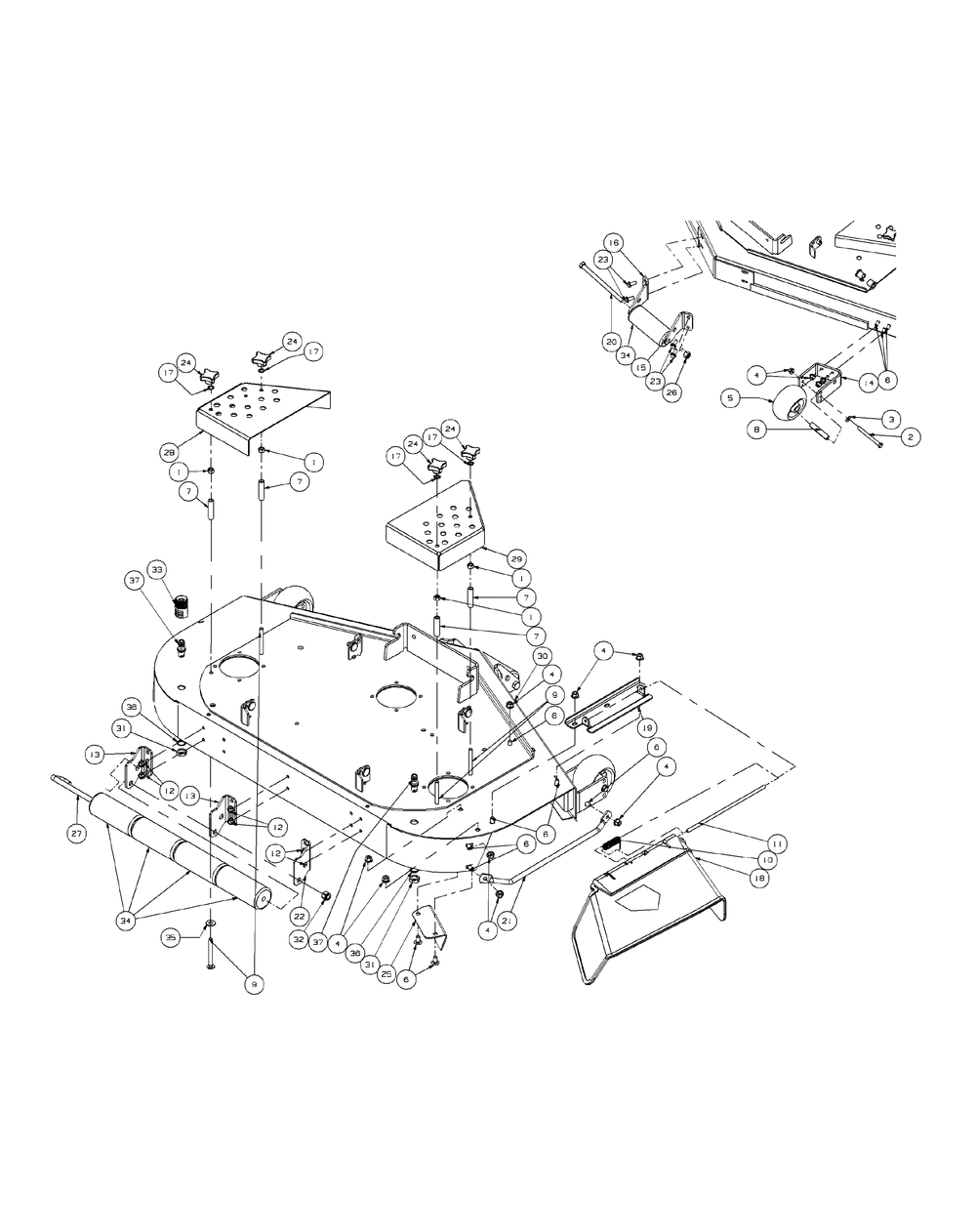Fabricated Deck 48-Inch Diagram and Parts List for ENFORCER48 53AH3AGN050-22HP Cub Cadet Lawn Tractor